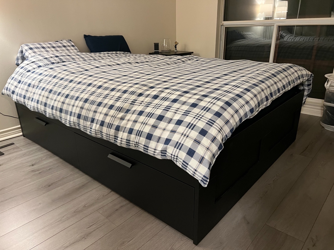 QUEEN BED FRAME WITH STORAGE (IKEA)
