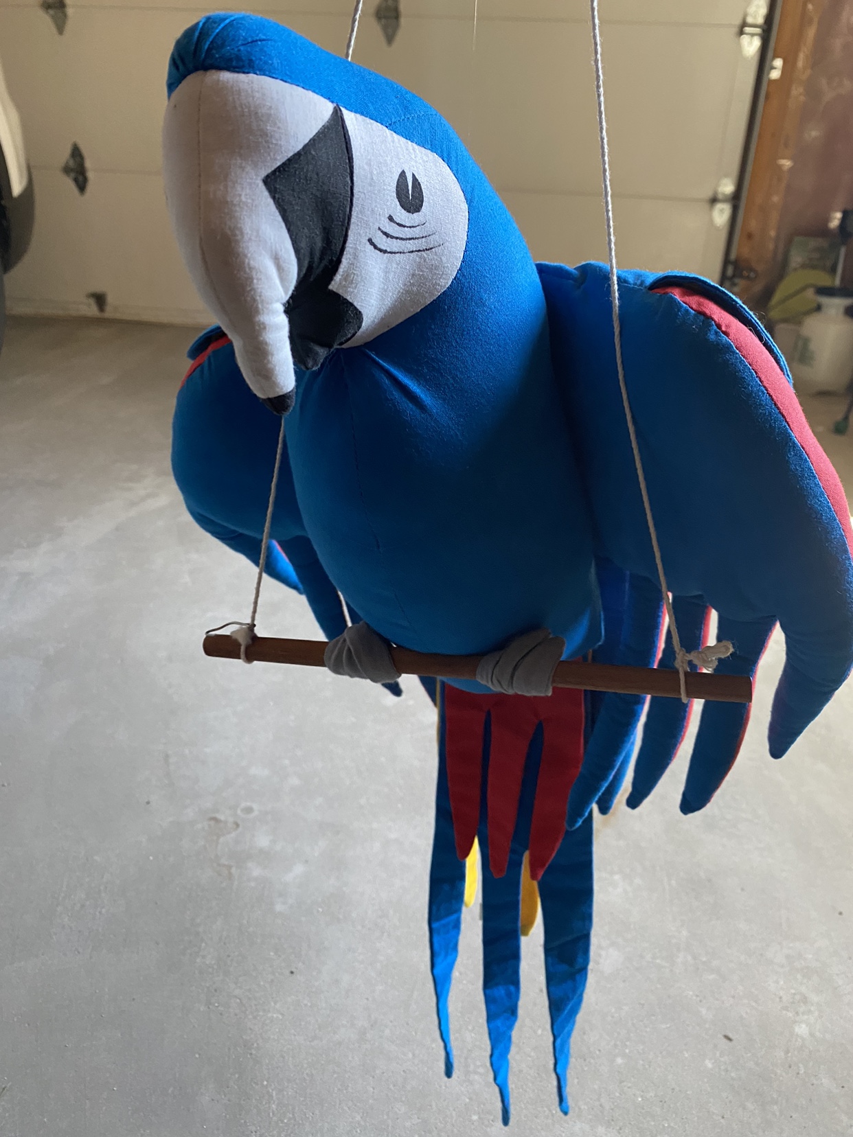 Macaw Parrot Stuffed Bird Hanging Decor Blue/Red/ Yellow - photo 2
