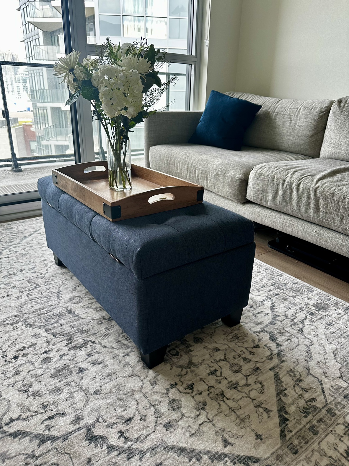Blue Storage Ottoman - Lightly Used - photo 2
