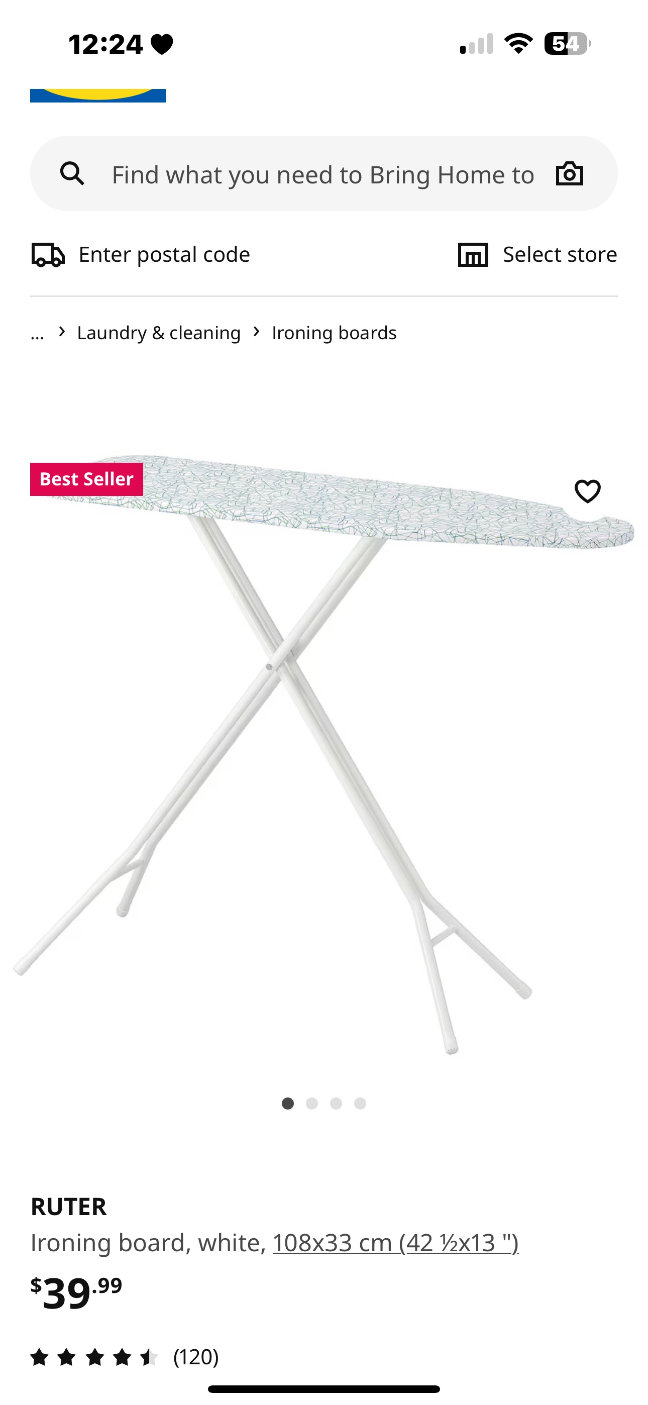 Ironing board with cover