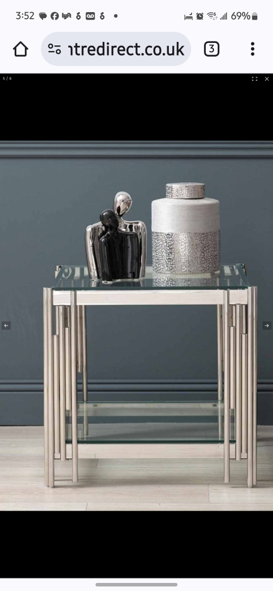 Britney End Table Glass and Stainless Steel. thumbnail