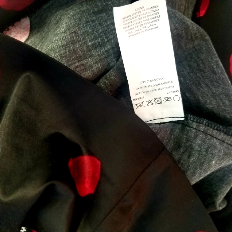 BEBE Red Roses Strapless Bodycon Black Satin Dress Y2K image indicator(8)