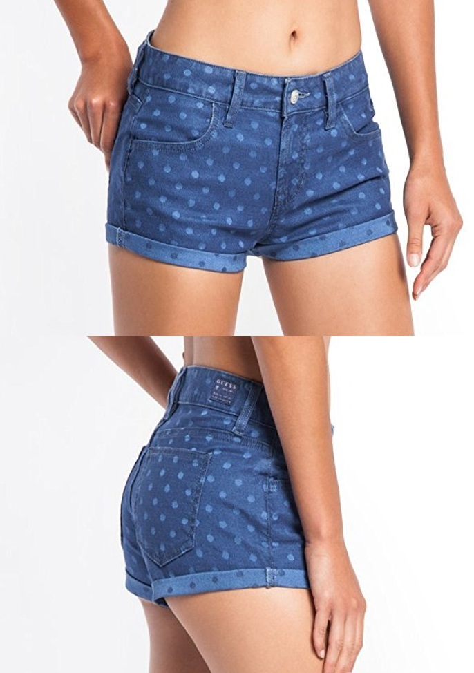 GUESS Vintage Denim Jean Shorts Polka Dot 28"