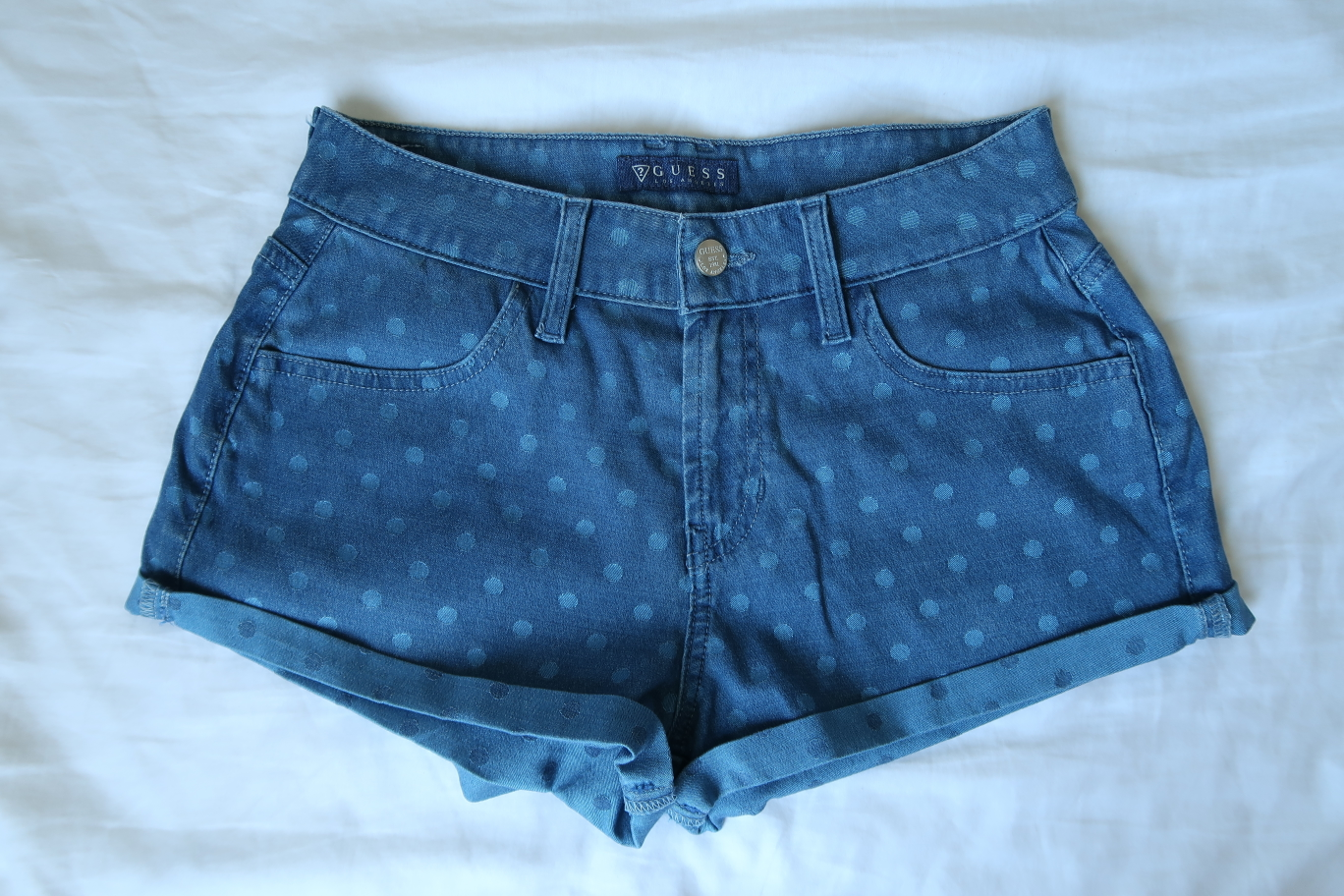 GUESS Vintage Denim Jean Shorts Polka Dot 28" - photo 4