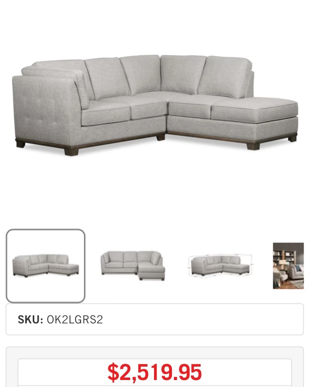 Oakdale 2-Piece Linen-Look Fabric Right-Facing Sectional - Light