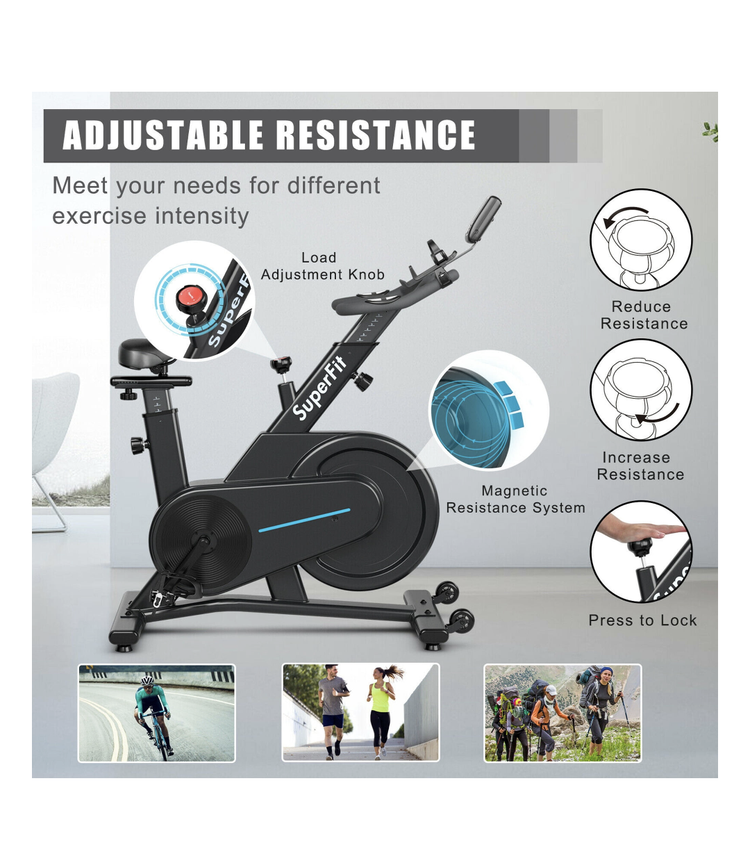 Gymax Magnetic Exercise Gym Bike Indoor Cycling Bike - photo 3