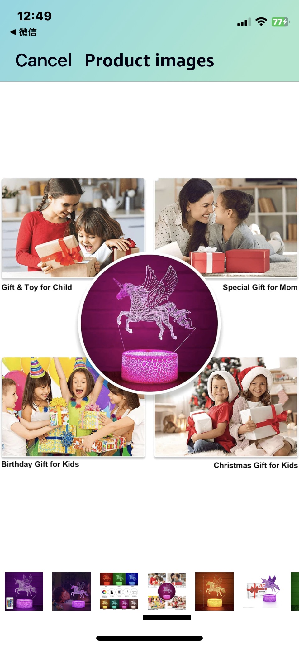 Unicorn Night Light for Kids, 3D Night Lights with Remote image indicator(5)