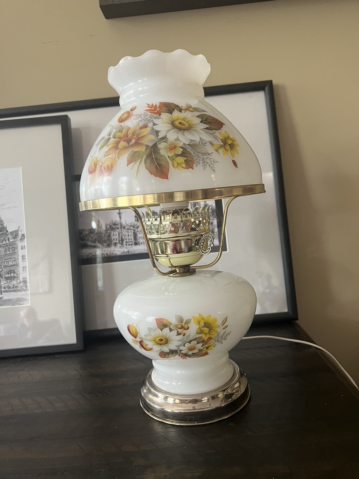 Vintage Milk Glass Lamp