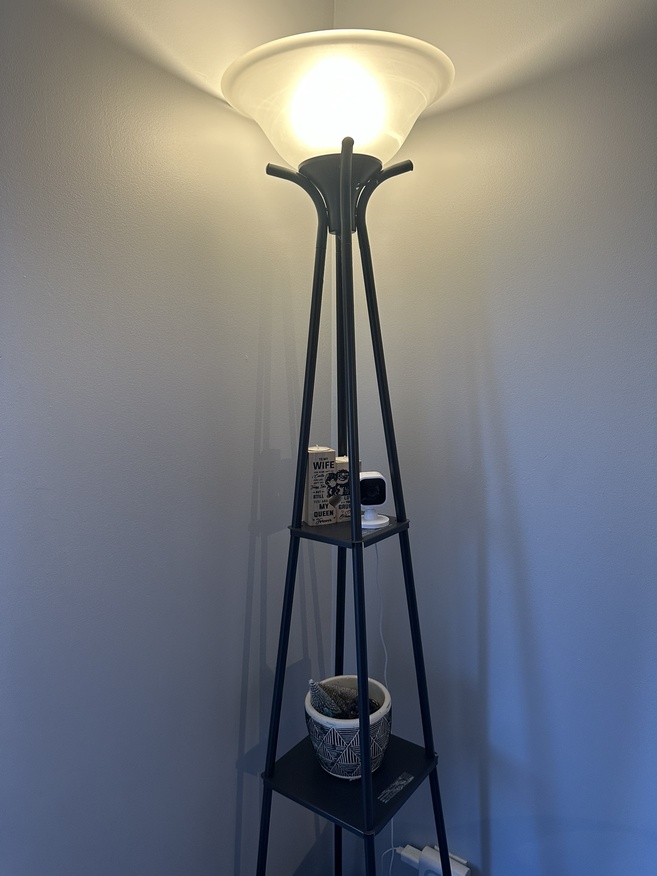 Black floor lamp with shelves image indicator(4)