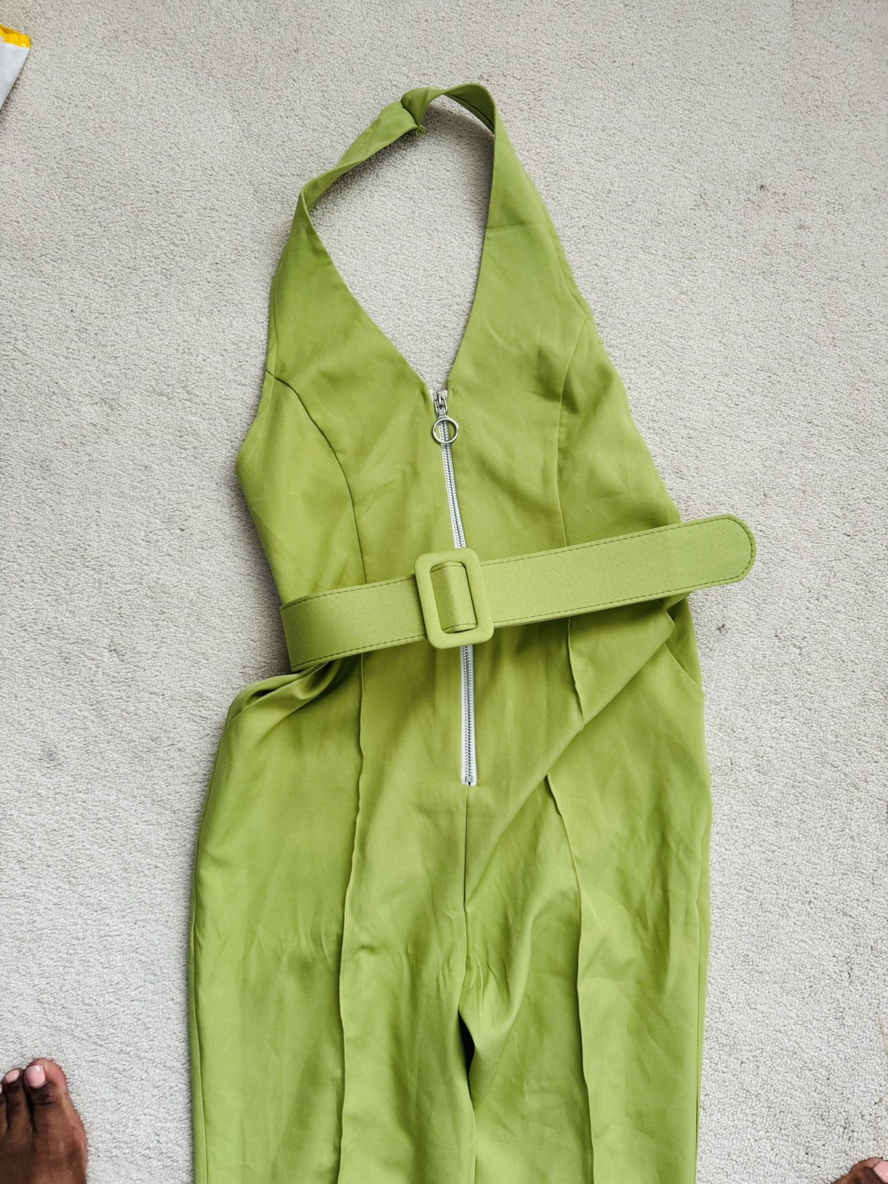 Jumpsuit summer green halter back