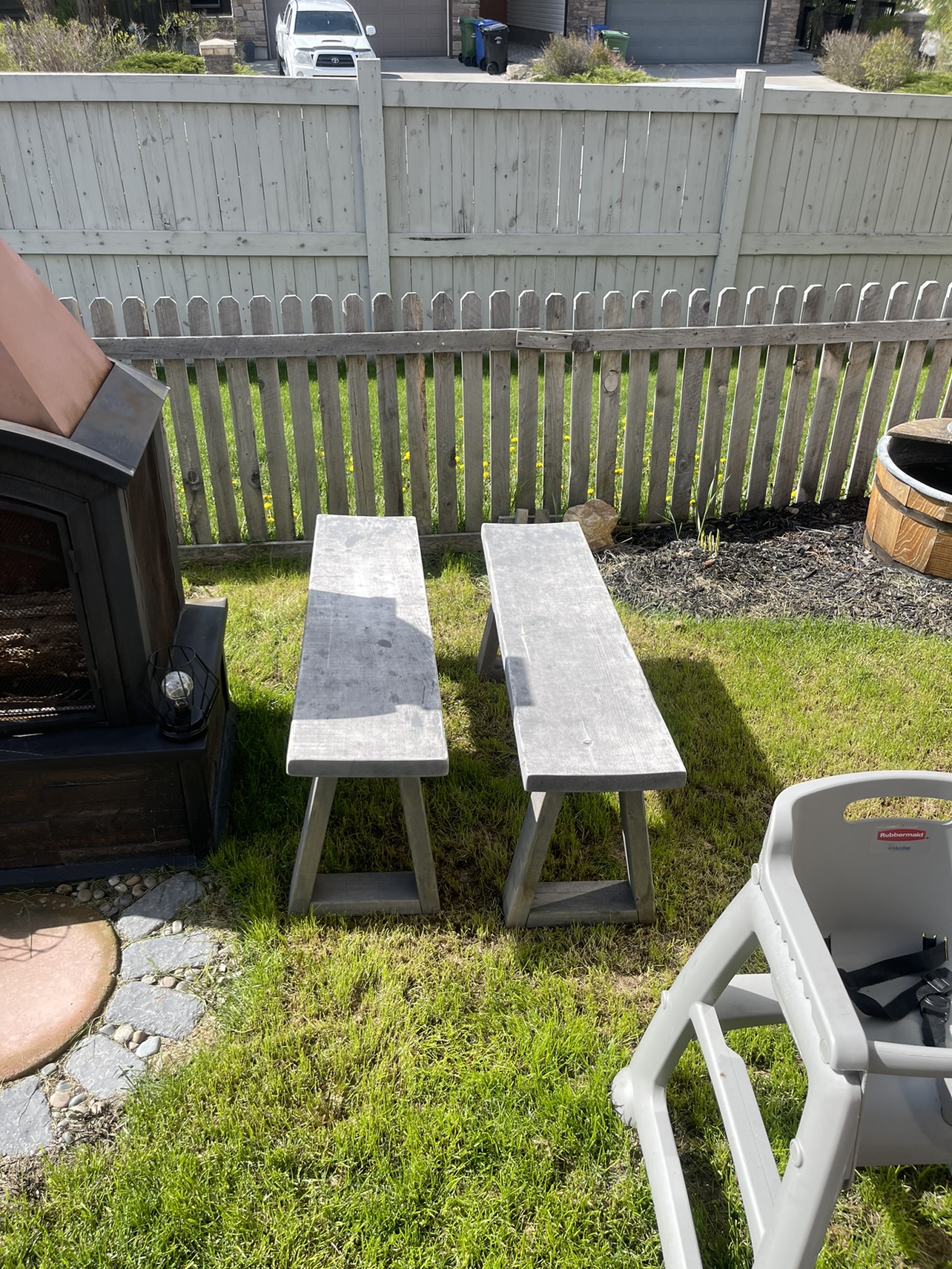 Rustic solid wood benches. Set of two - photo 3