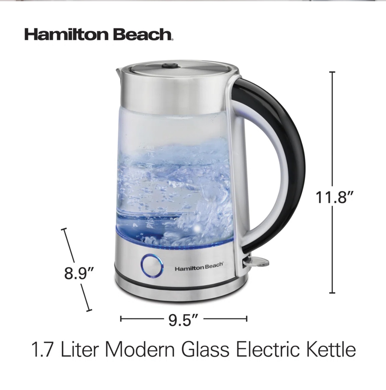 Hamilton beach 1.7L modern glass electric kettle image indicator(7)