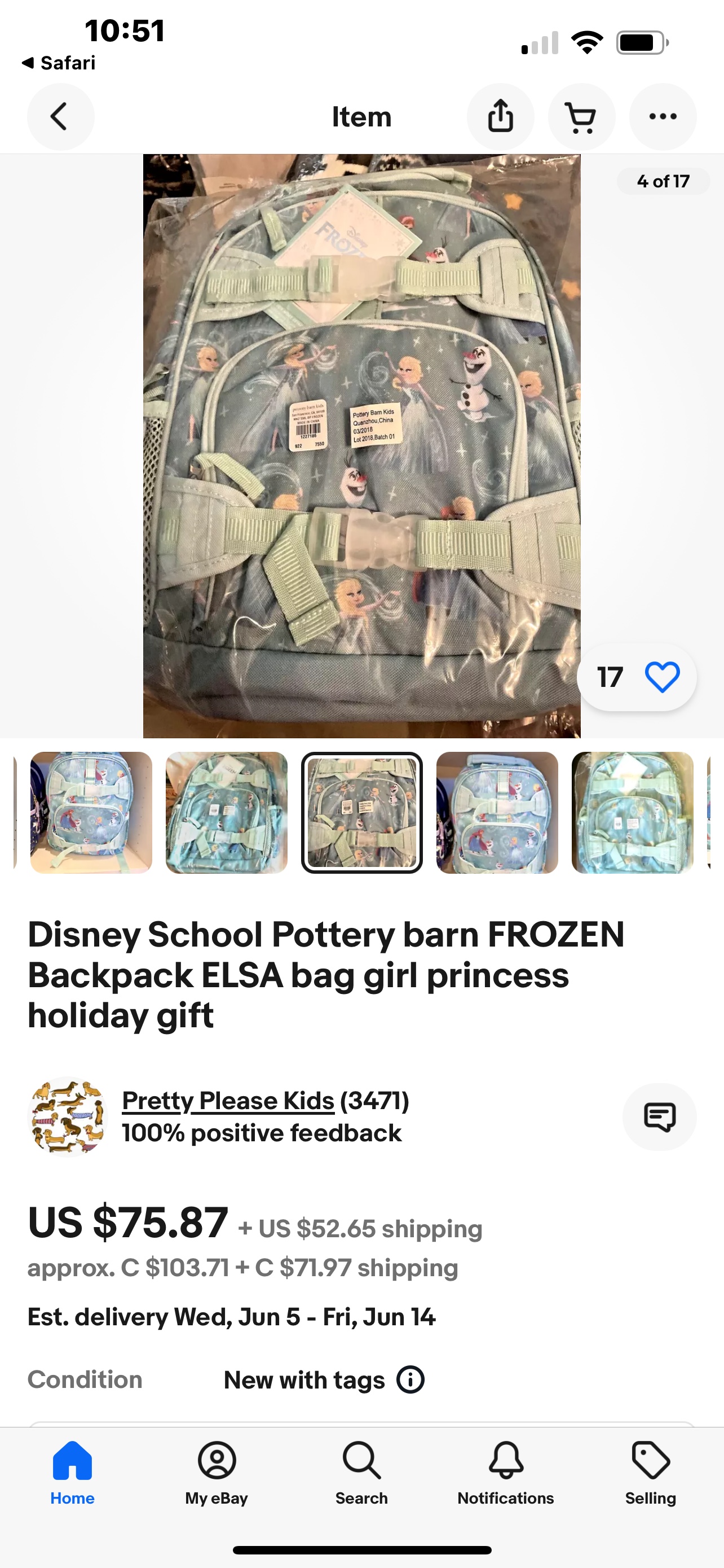 Disney frozen bag from pottery barn image indicator(3)
