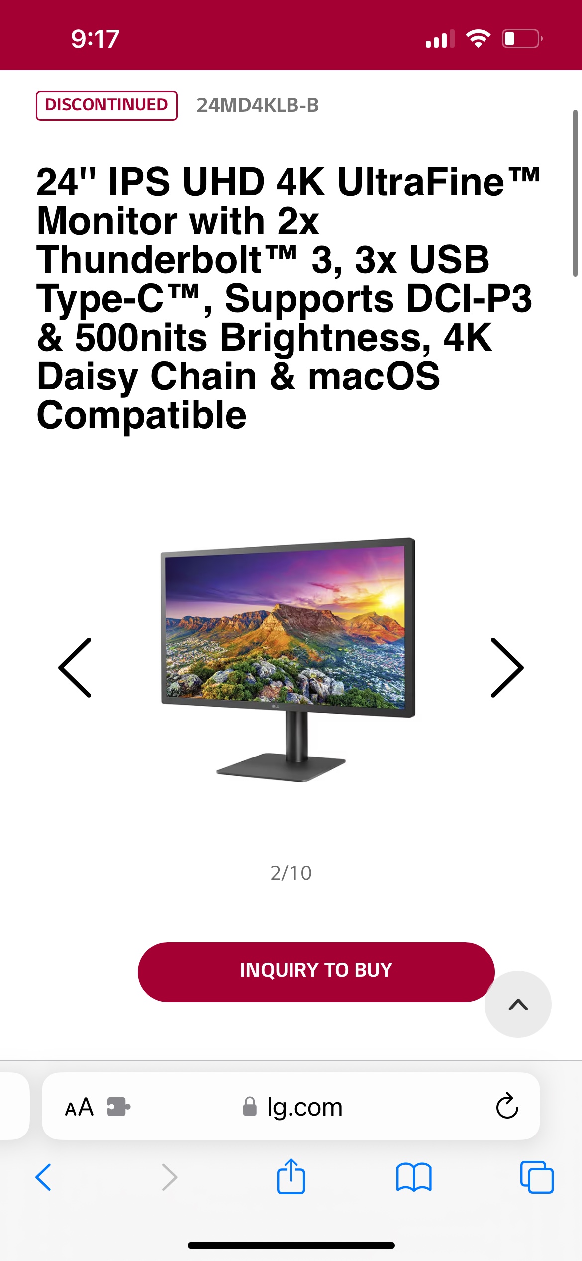 24” LG UHD 4K ultrafine monitor