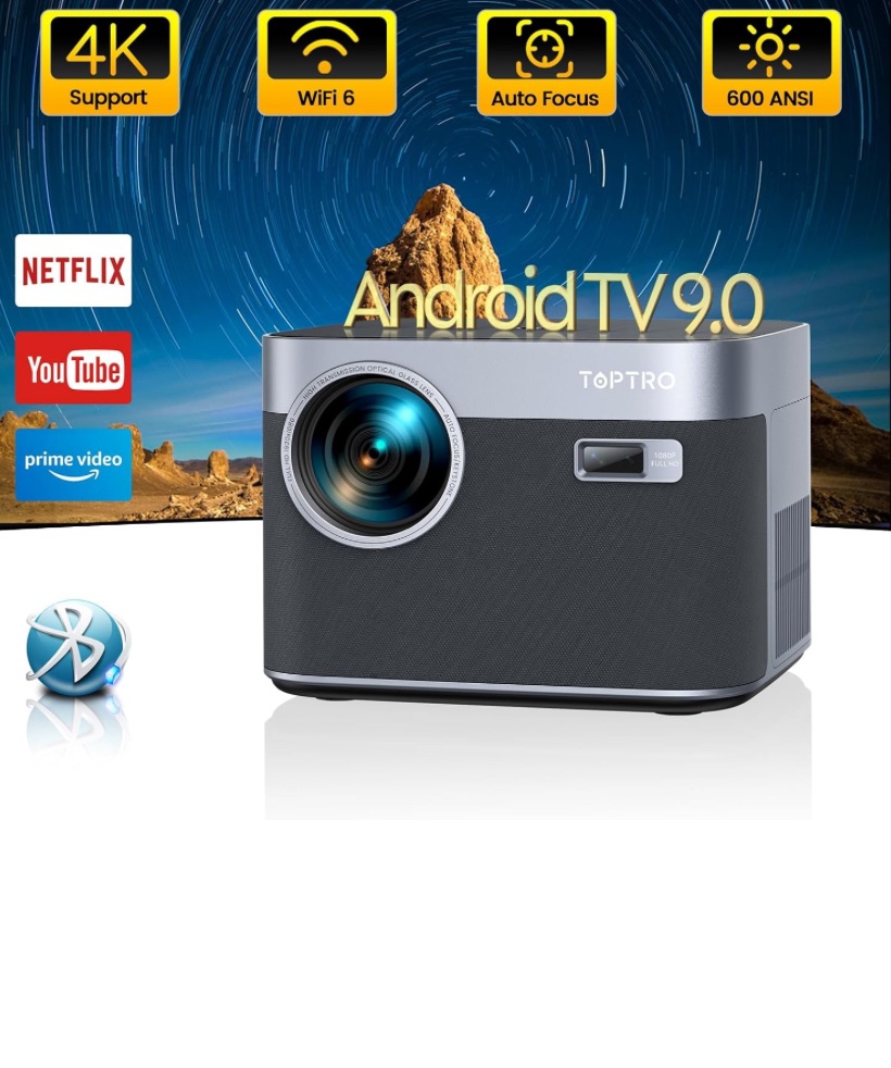 Projector 4K with Android TV, 600 ANSI Smart Projector with WiFi thumbnail