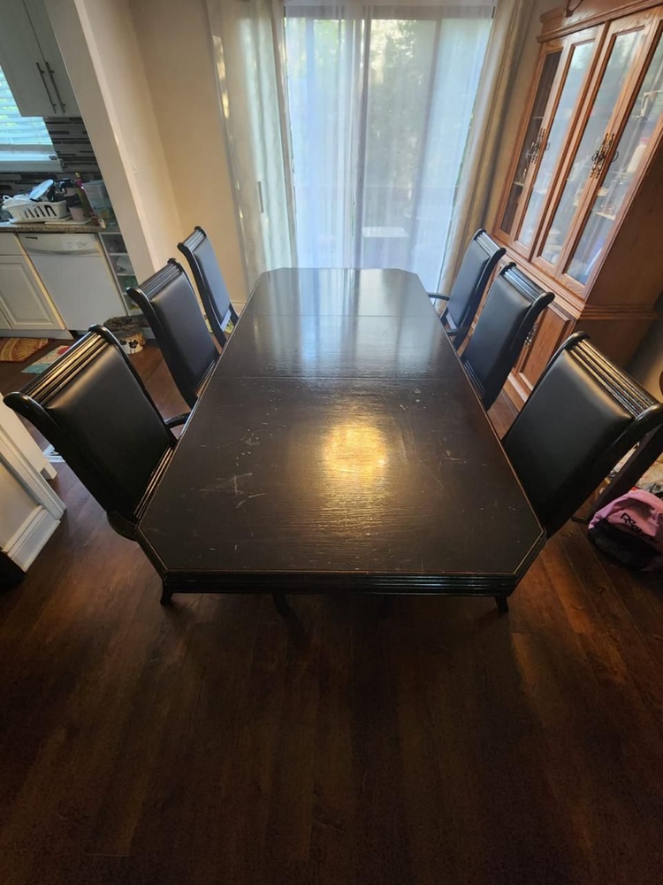 Wooden dinning table with 6 chairs thumbnail