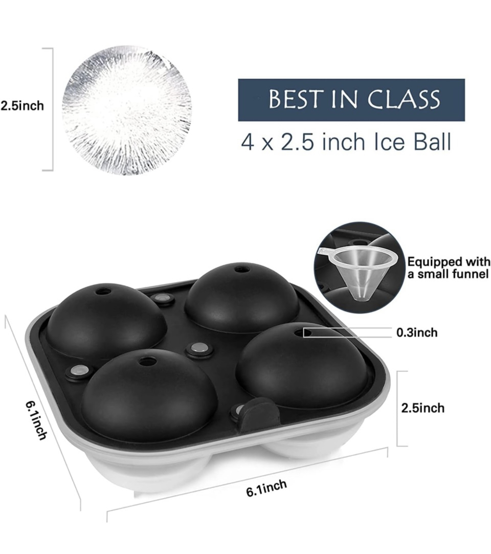 Silicone Ice Ball Maker Sphere Large Ice Cube Tray with Lids image indicator(6)