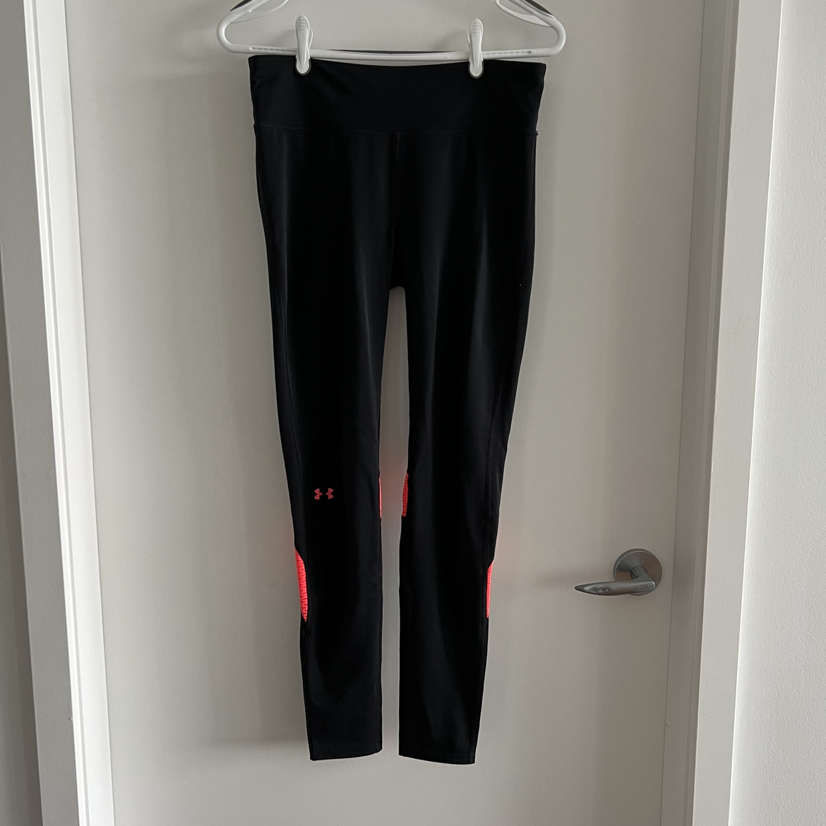 Under Armour Black Workout Leggings with Bright Orange Accents thumbnail