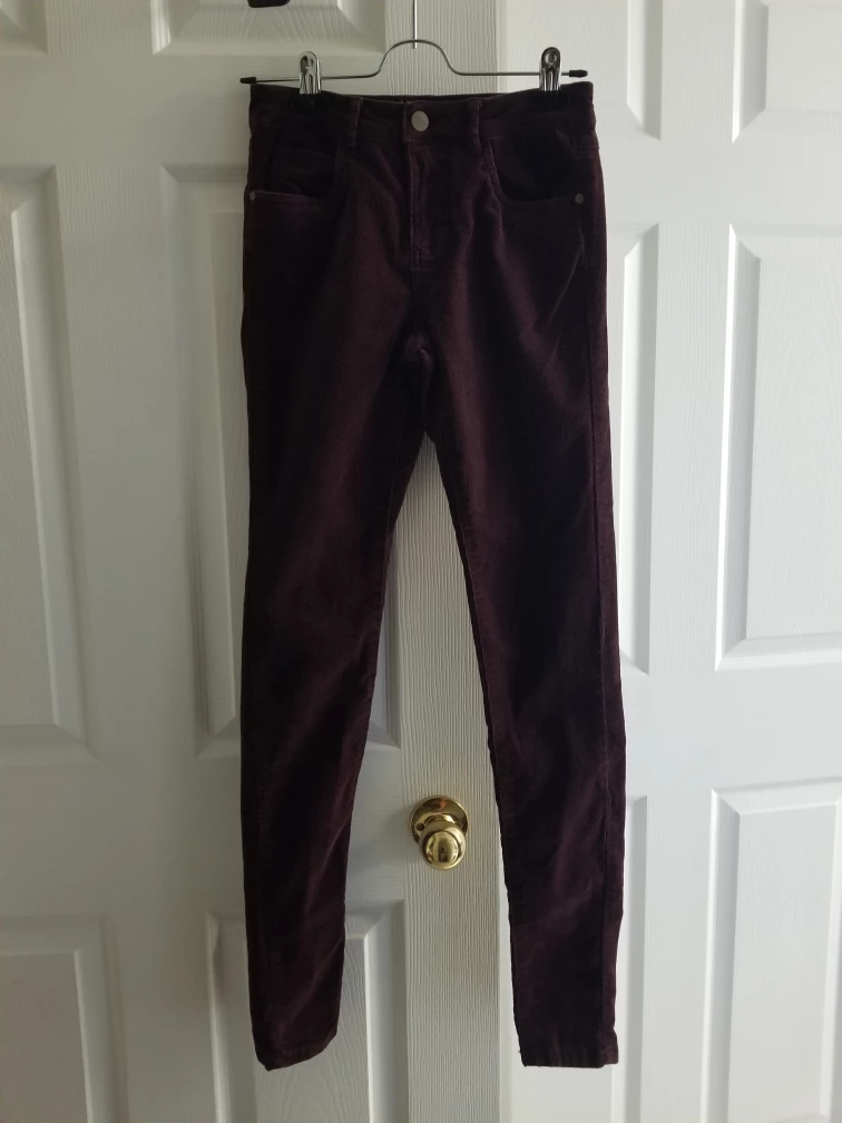 Dark Mauve Thin Corduroy Slim Fit Pants image indicator(2)