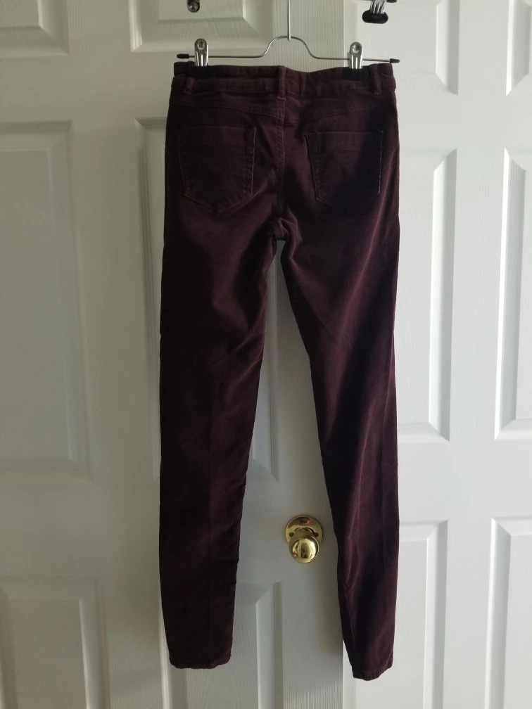 Dark Mauve Thin Corduroy Slim Fit Pants image indicator(3)