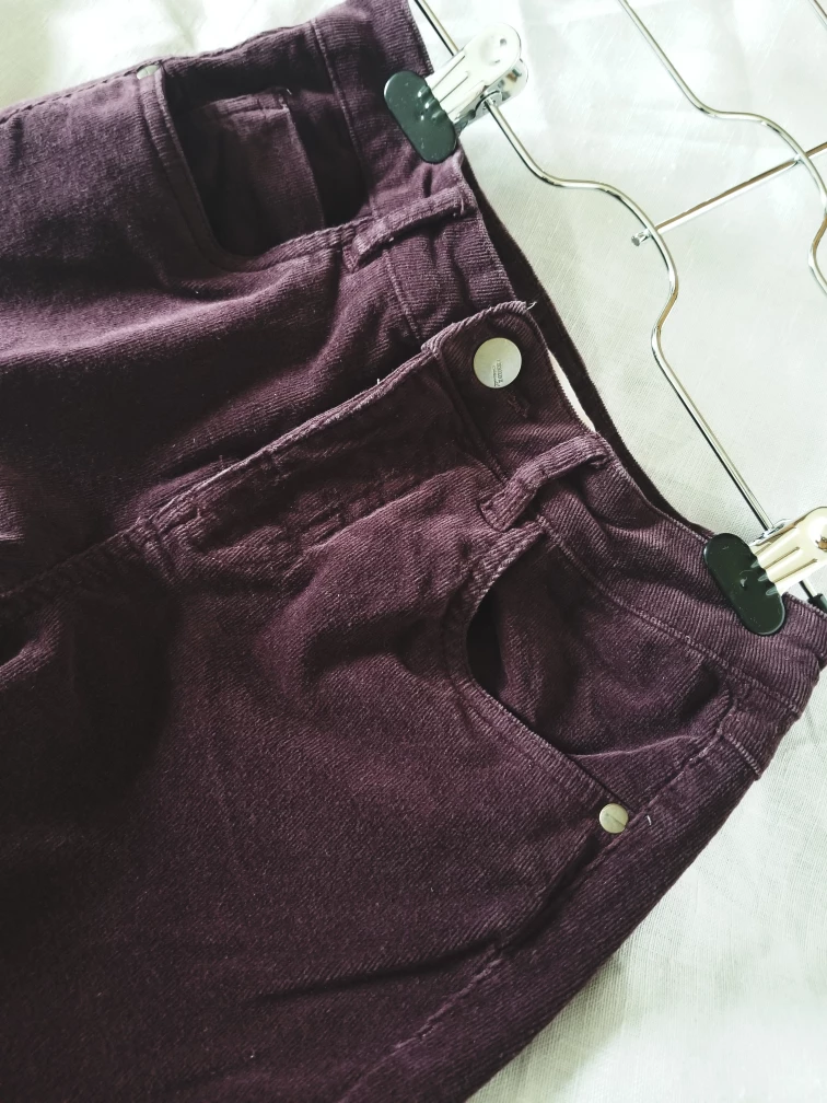 Dark Mauve Thin Corduroy Slim Fit Pants image indicator(4)