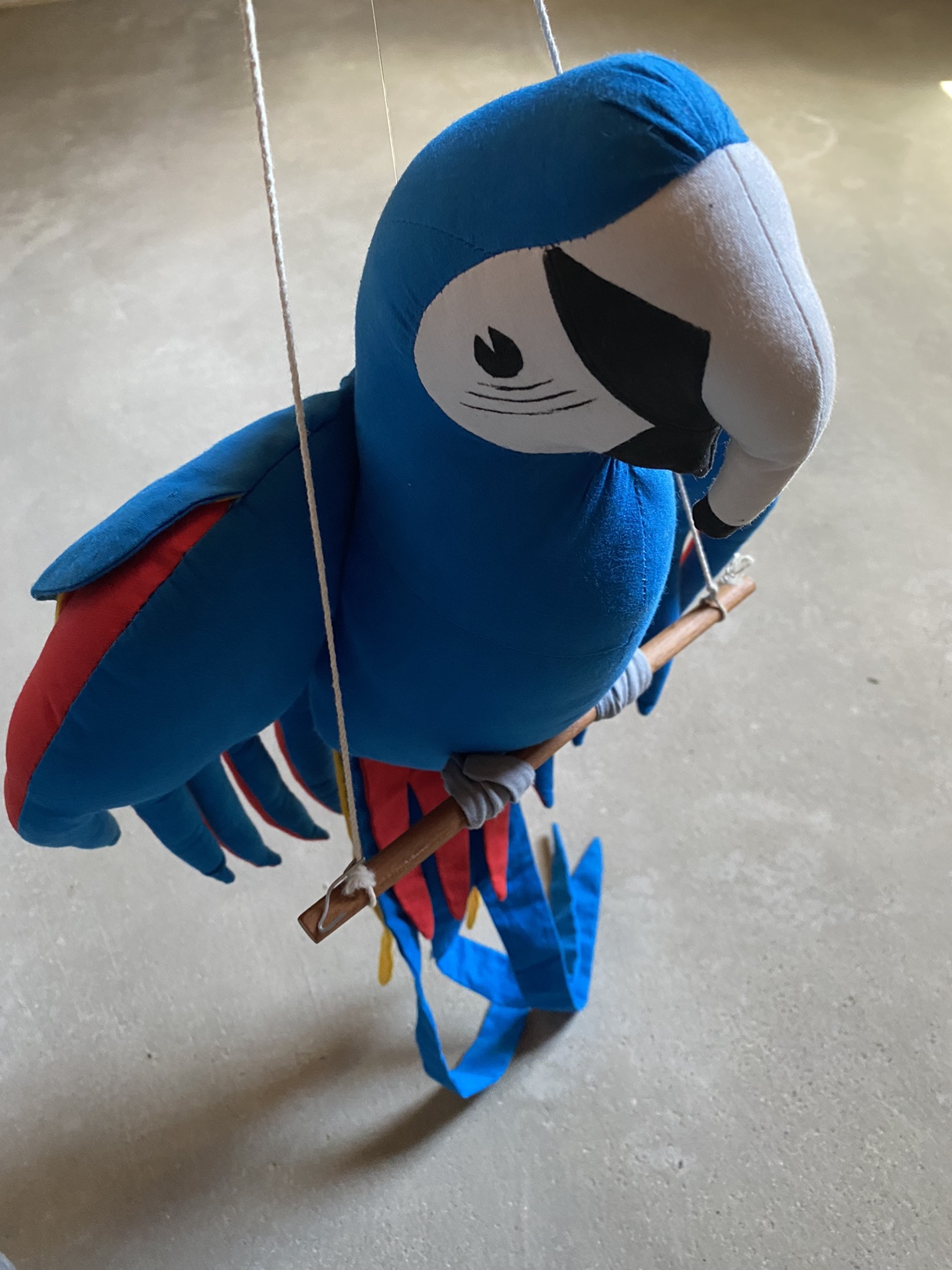 Macaw Parrot Stuffed Bird Hanging Decor Blue/Red/ Yellow