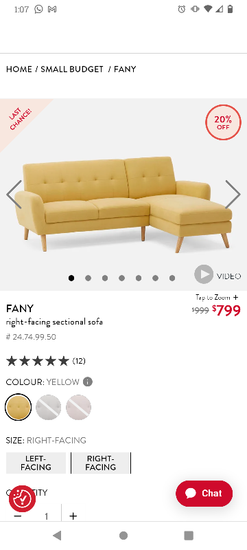 Structube Fany 3-seater Sofa with Chaise - must go asap! image indicator(3)