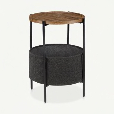Walnut Side Table with Bottom Storage