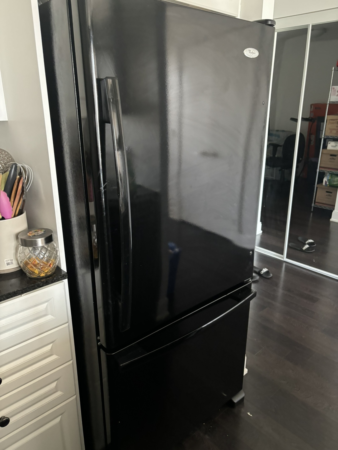 Black Whirlpool fridge 65’H x 29’W x 32.5’D inches - photo 2
