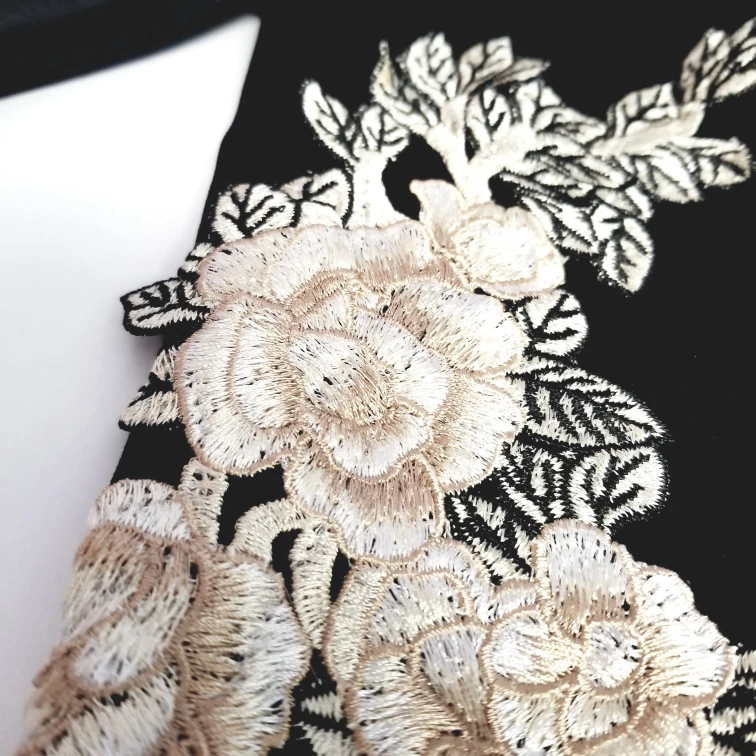 Gorgeous Black Mini Dress w/ Embroidered Roses - Size Small image indicator(2)