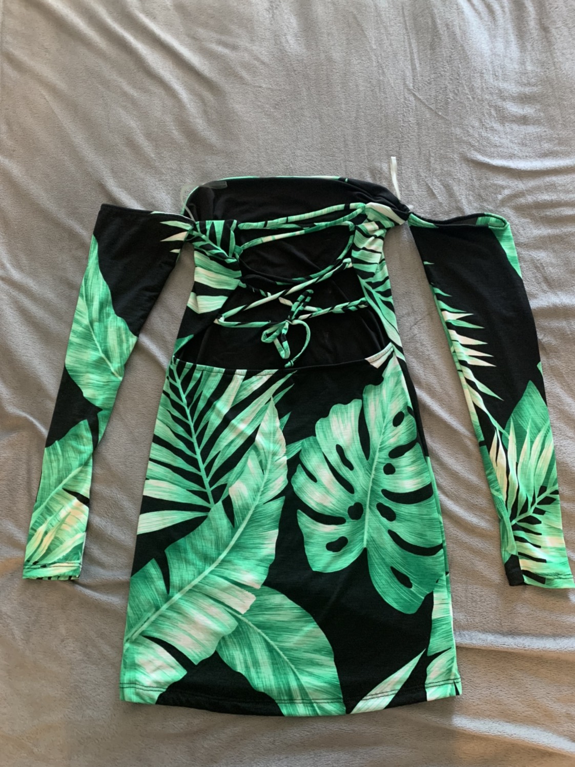 Open back palm tree mini dress. image indicator(2)