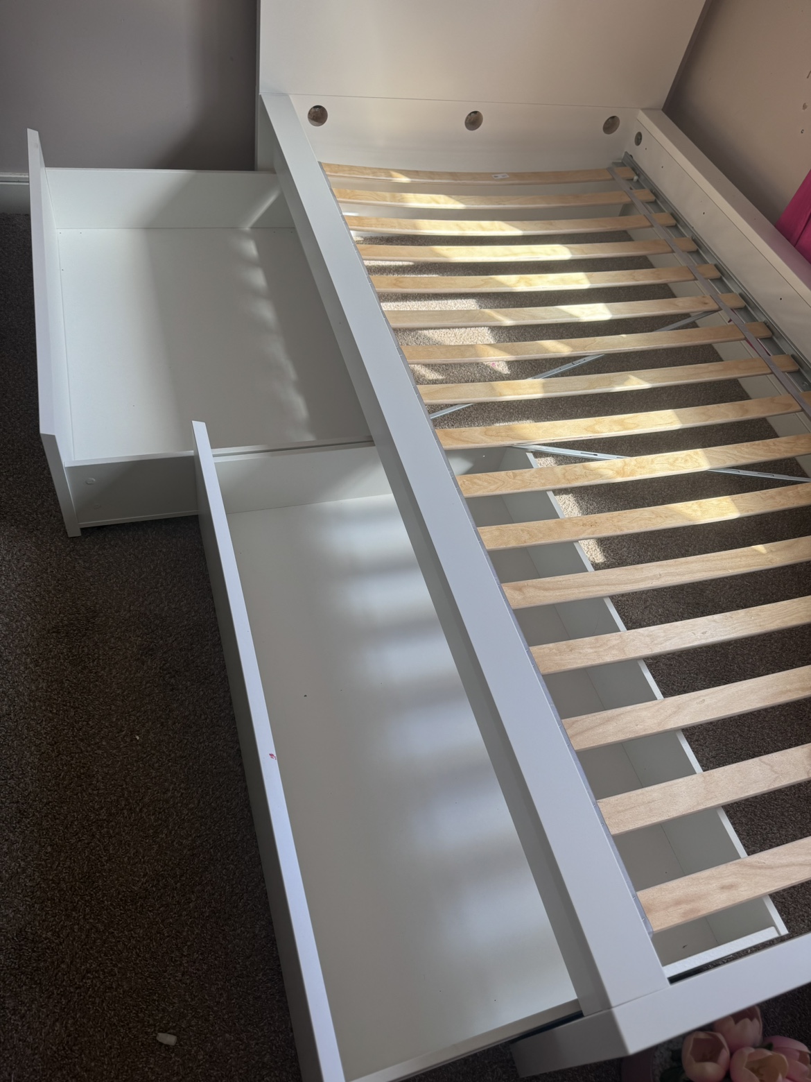 IKEA MALM High bed frame/2 storage boxes, white, Twin - photo 2