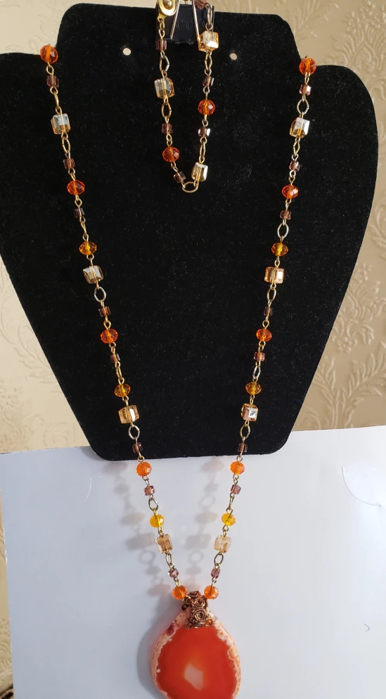 New crystal  necklace large  pendant set image indicator(2)