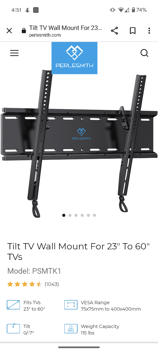 Tilt TV Wall Mount For 23" To 60" TVs thumbnail