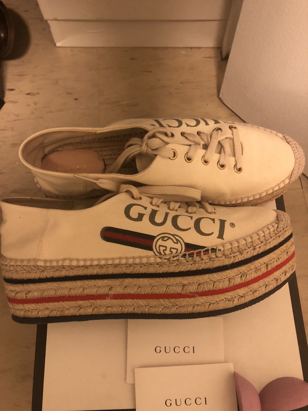 Brand new authentic platform canvas Gucci sneakers image indicator(2)