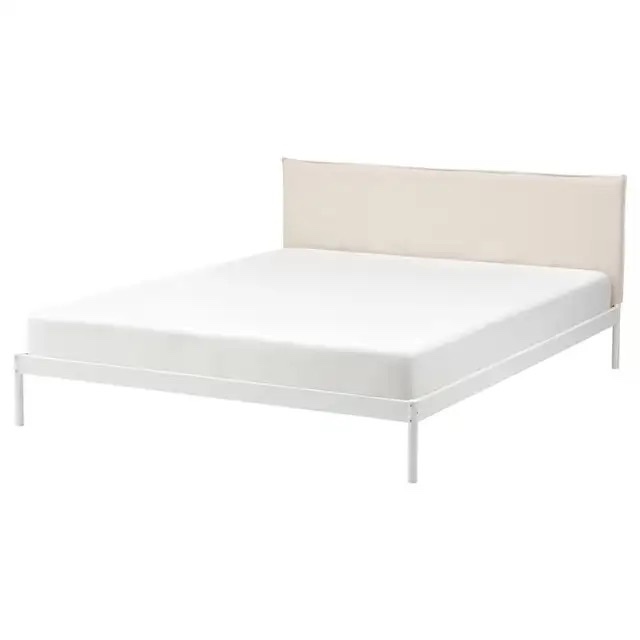 IKEA KLEPPSTAD Bed frame | white/Vissle beige | Queen