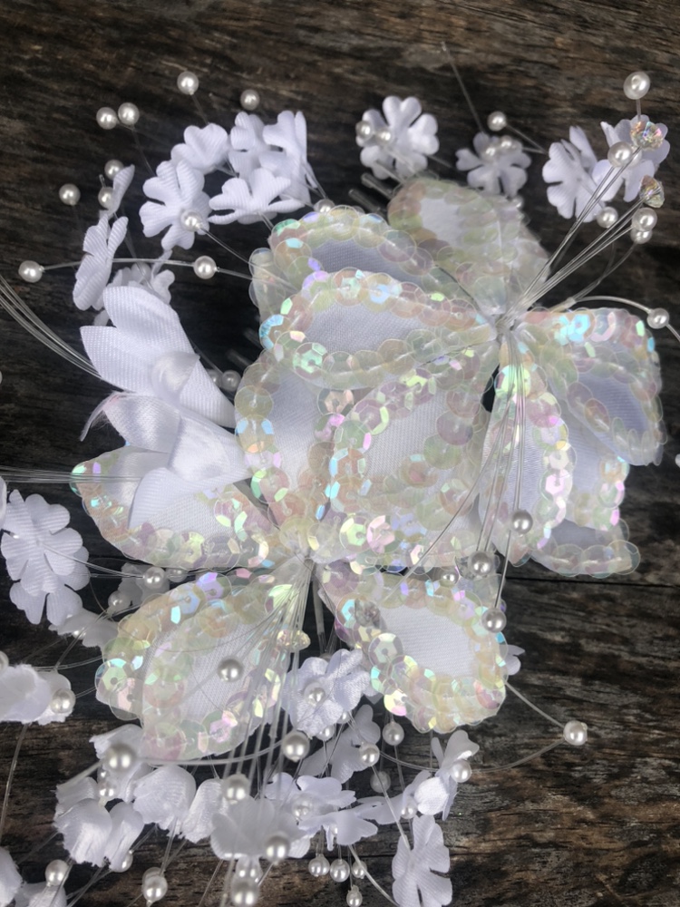 Bride White Flowers Headpiece Comb,Wedding image indicator(3)