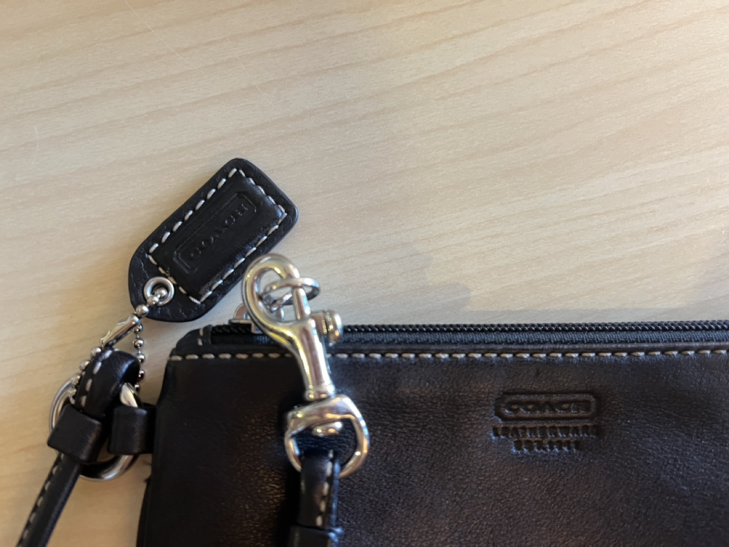 Coach black wristlet with box image indicator(3)
