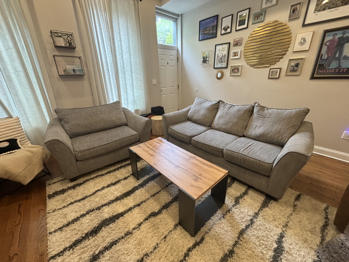 Two Gray Couches (Traditional Three Seater and Loveseat)