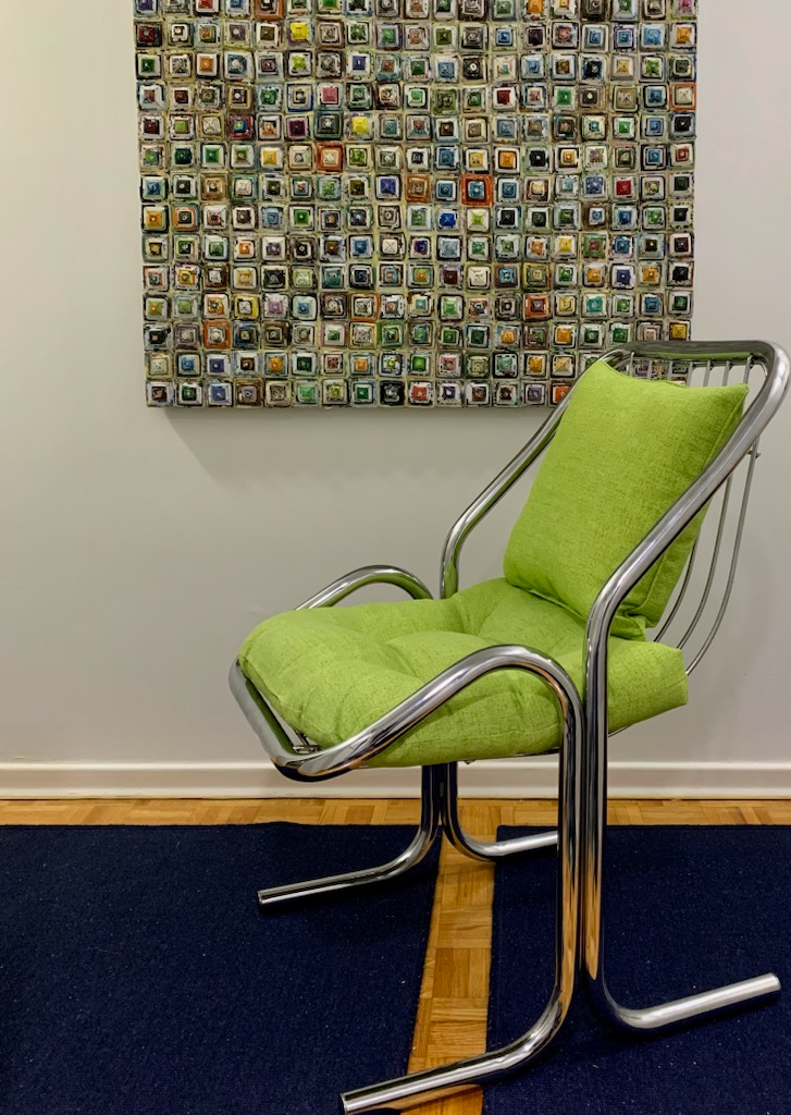 MCM chrome dining chairs by JERRY JOHNSON