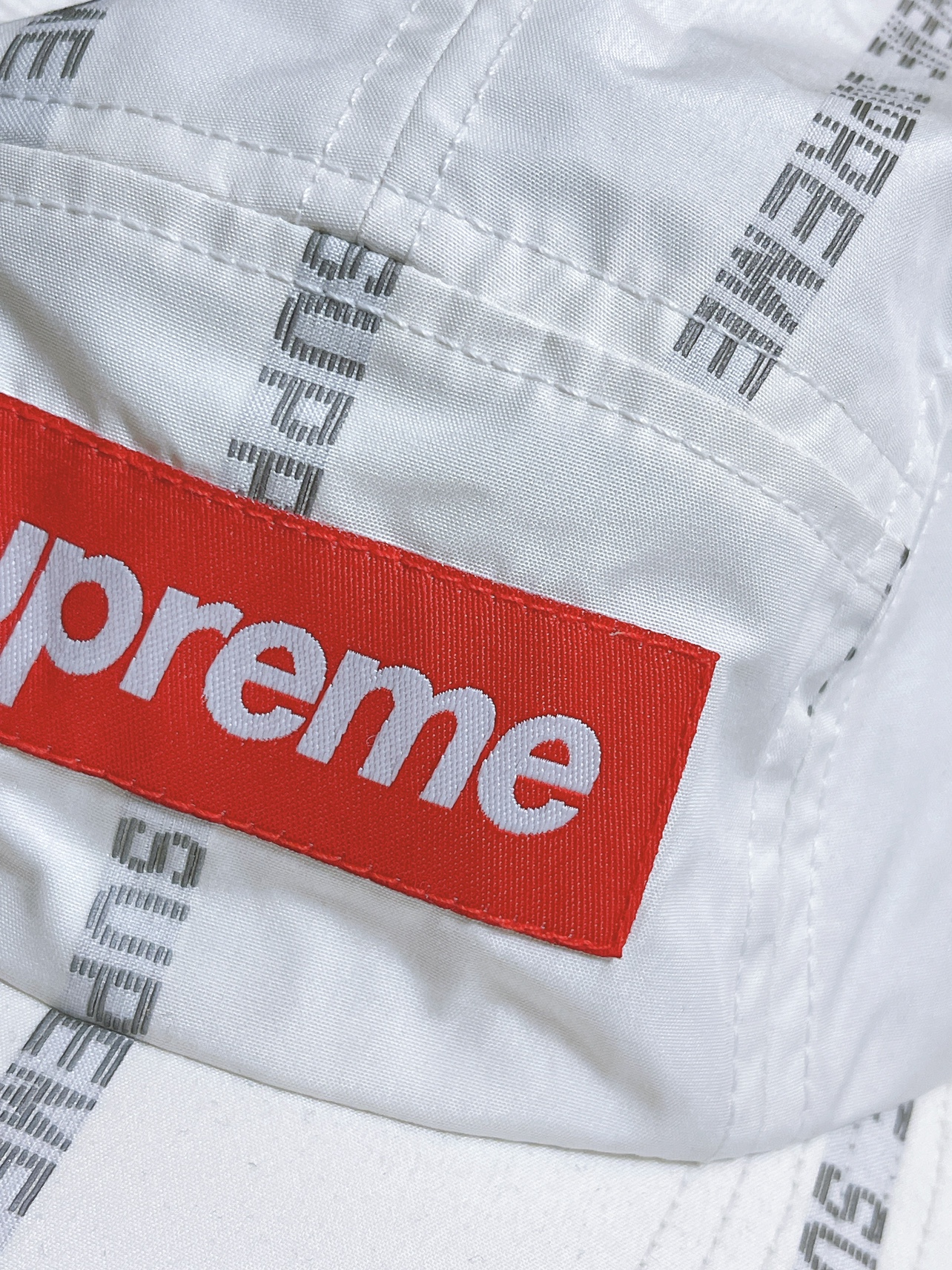 Supreme Reflective Text Camp Cap White image indicator(4)