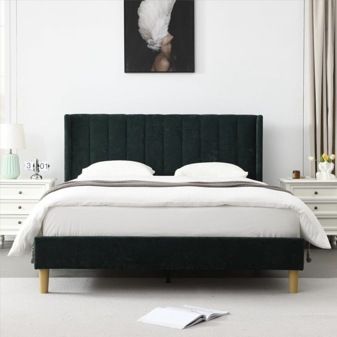 YUHUASHI Upholstered Platform Bed Frame, Queen Size - photo 3
