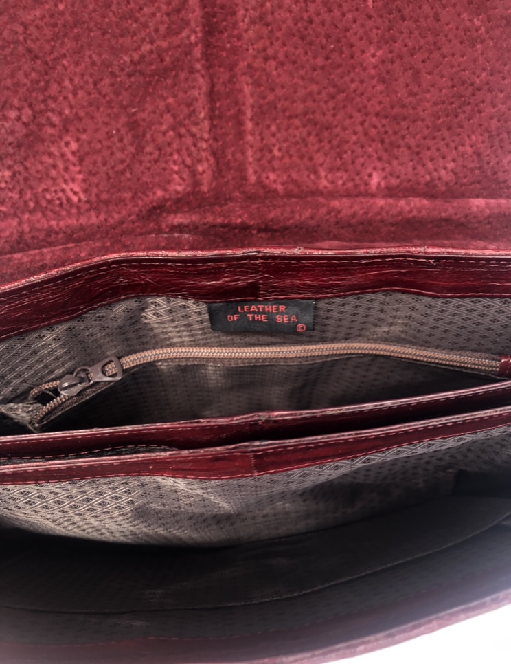 Eel Skin Purse Burgundy Red Shoulder Crossbody image indicator(7)