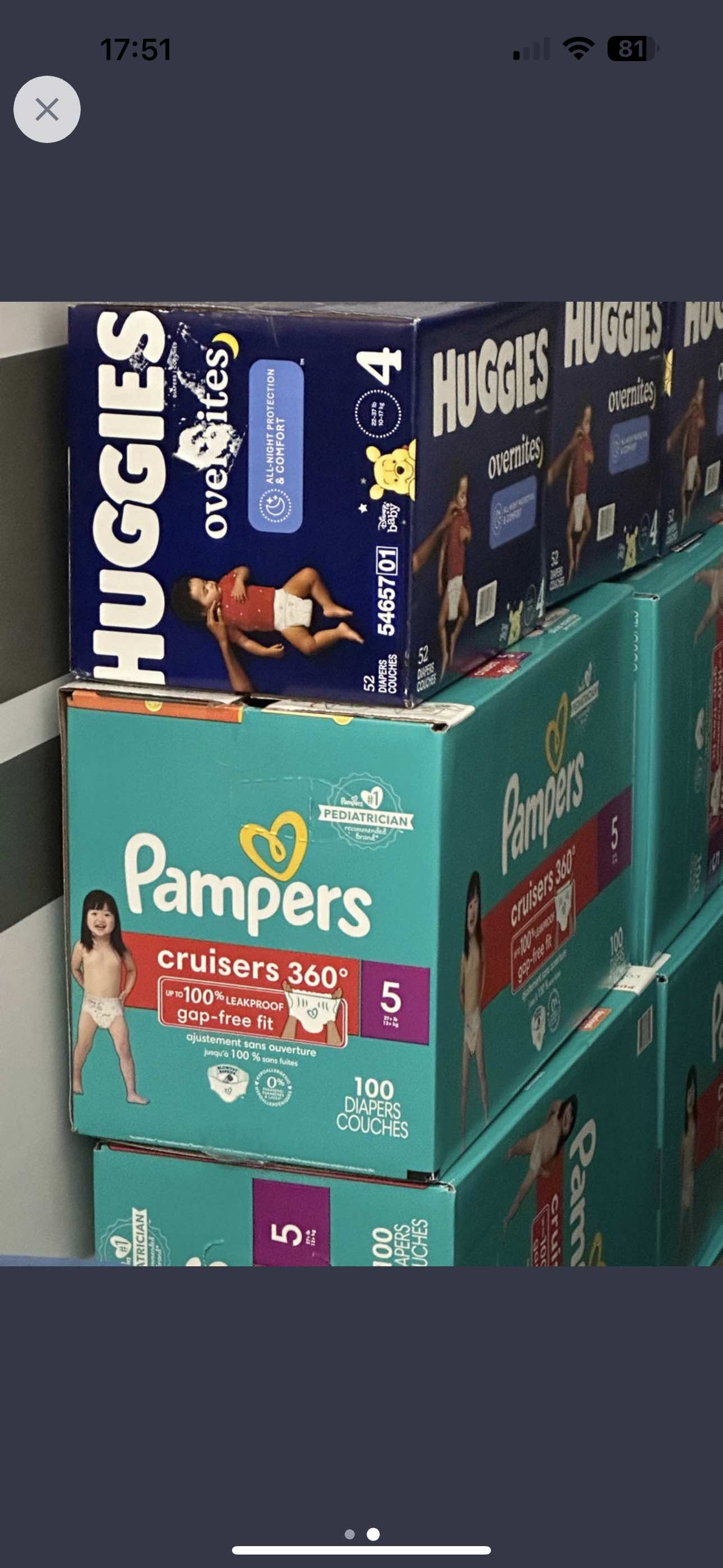 Unopened Huggies overnites diapers size 4 52ct, 3 boxes - photo 2