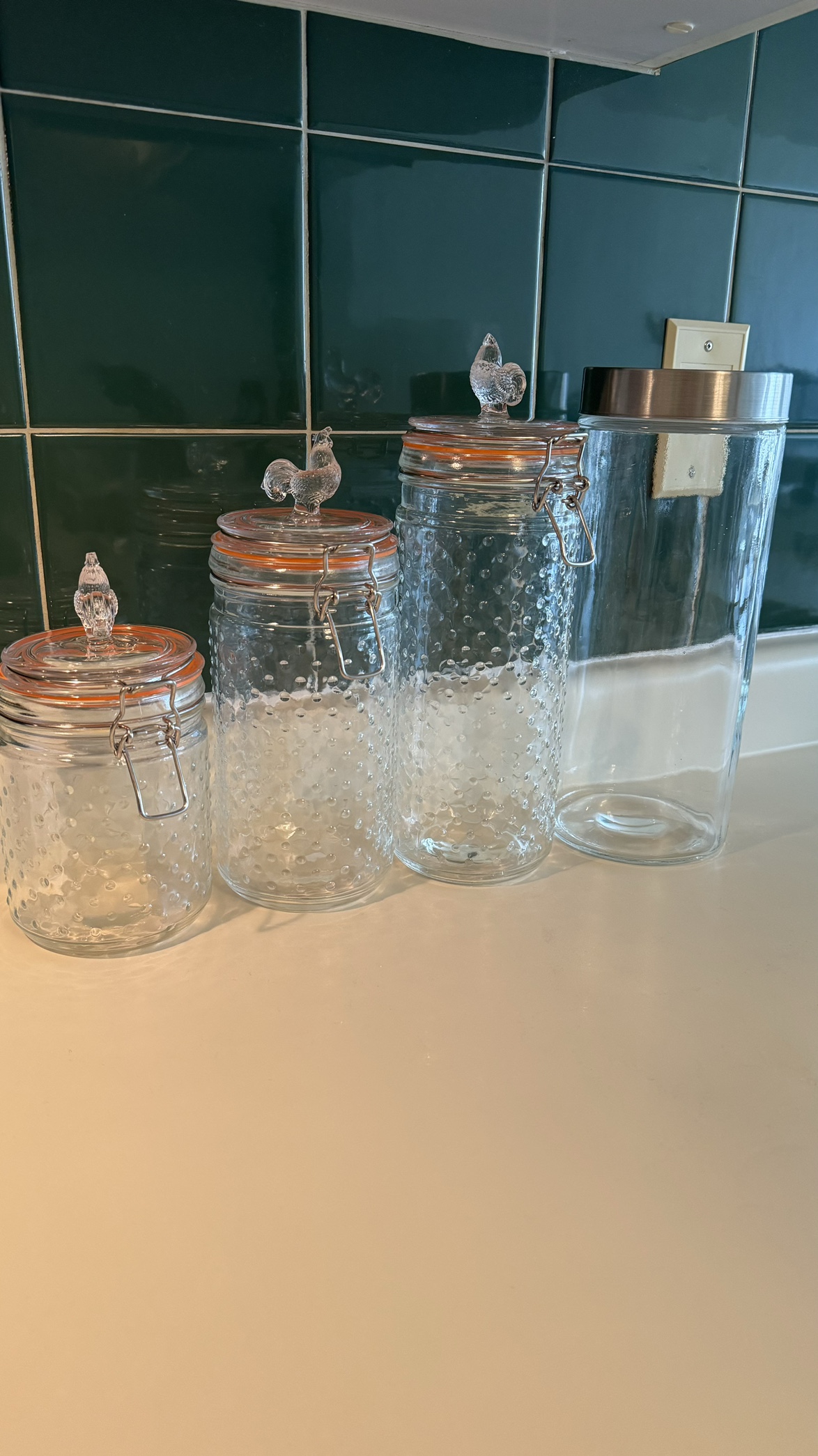 Mix of glass food storage jars containers