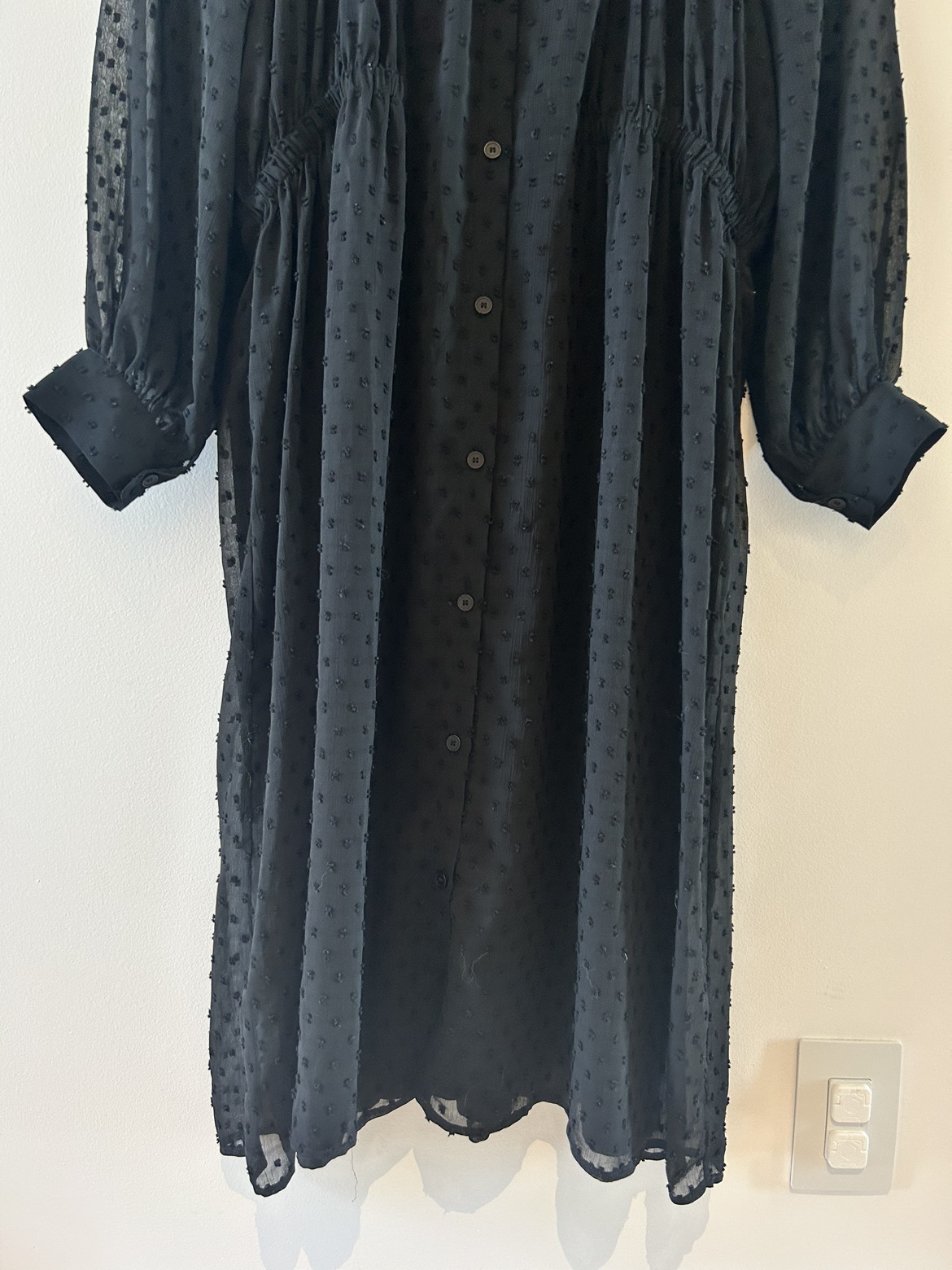 OAK + FORT Black Minimalist Loose Fit Button Down Midi Dress - photo 3