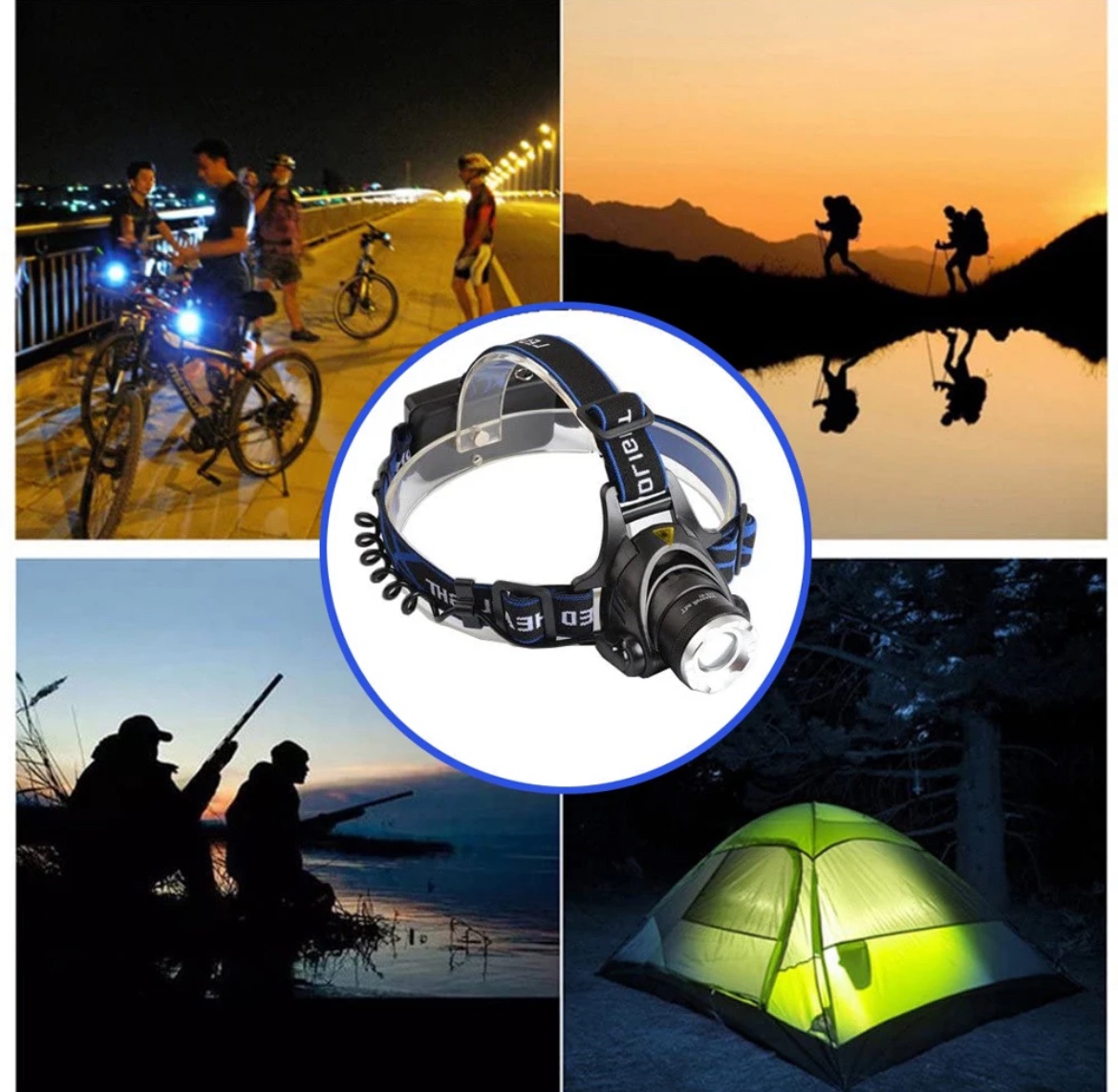 New Pack Rechargeable Waterproof LED  Safety Headlamp Flashlight image indicator(4)