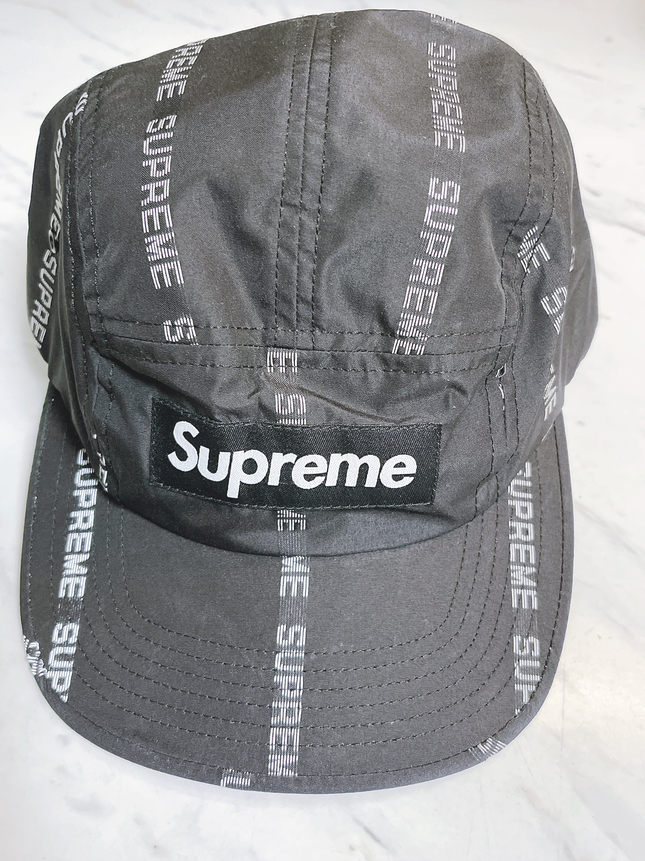 Supreme reflective text stripe camp cap image indicator(3)