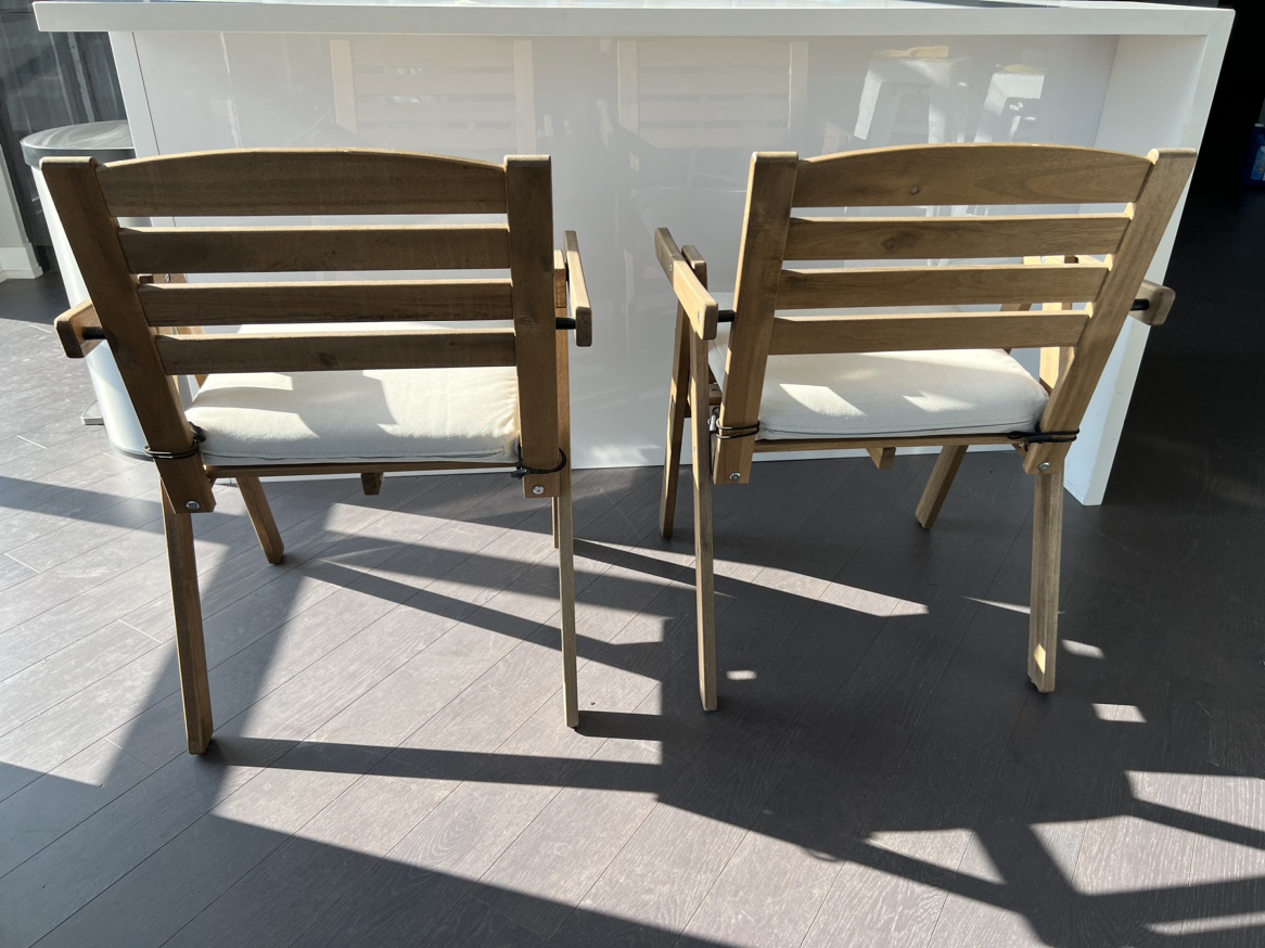 Pair of IKEA Falholmen outdoor armchairs with cushions - photo 4