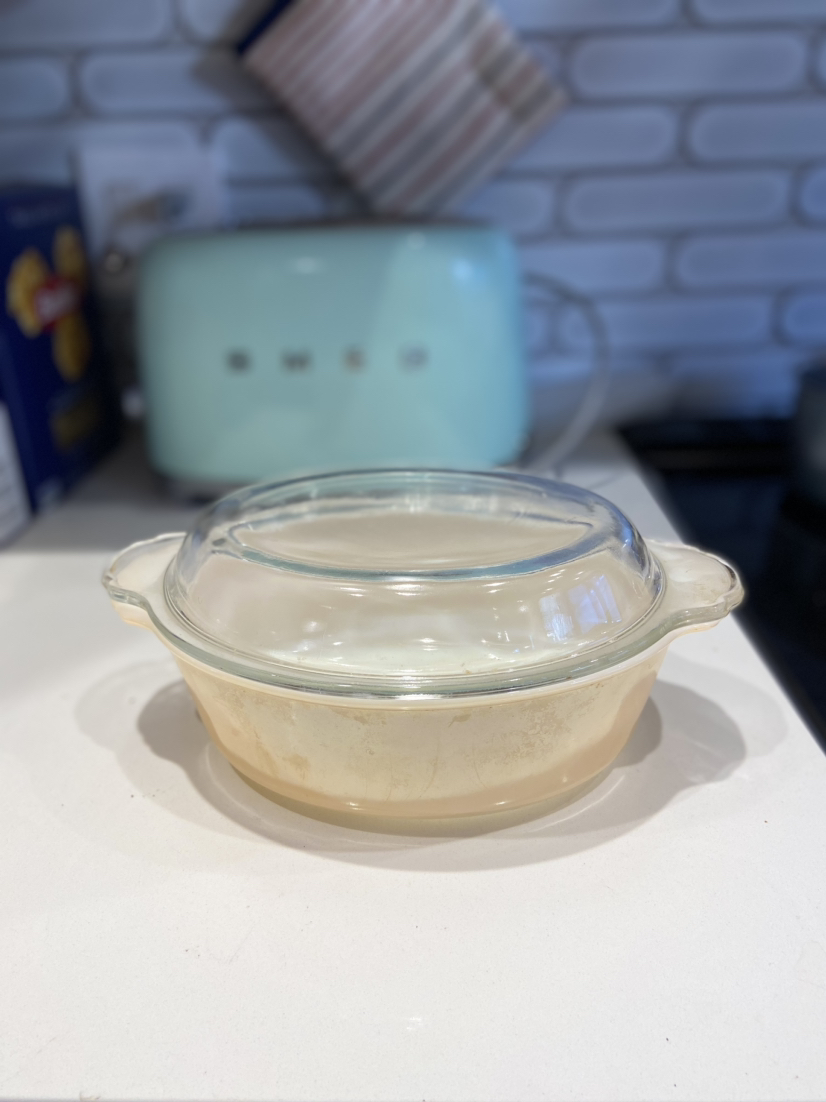 Vintage Fire King Peach Luster Oval Baking Dish with Lid image indicator(4)